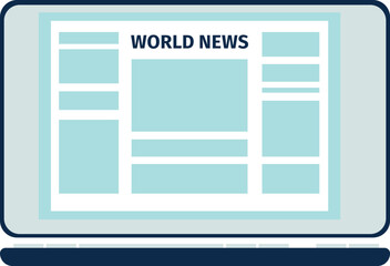 World news on laptop screen. Electronic media source