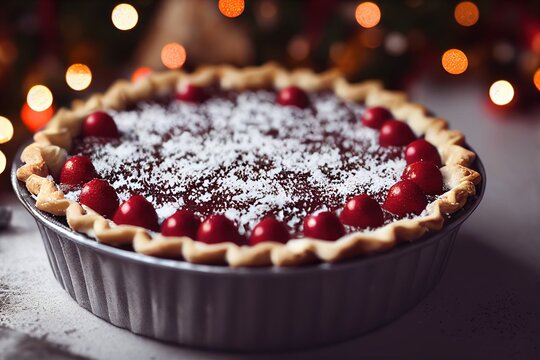 minced pie on bokeh background, chirstmas banner