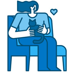 cat blue line icon