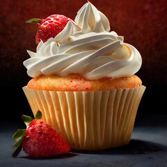strawberry cupcake with cream