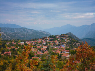 Aerial photo of town of Ormana Ibradi Antalya Turkey
