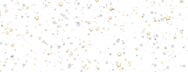 With Realistic Snowflakes Overlay On Light Silver Backdrop. Xmas Holidays