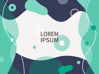 ミニマルで抽象的な幾何学模様の背景イラスト。緑の穏やかな風と激しい風が混ざり合うイメージ。