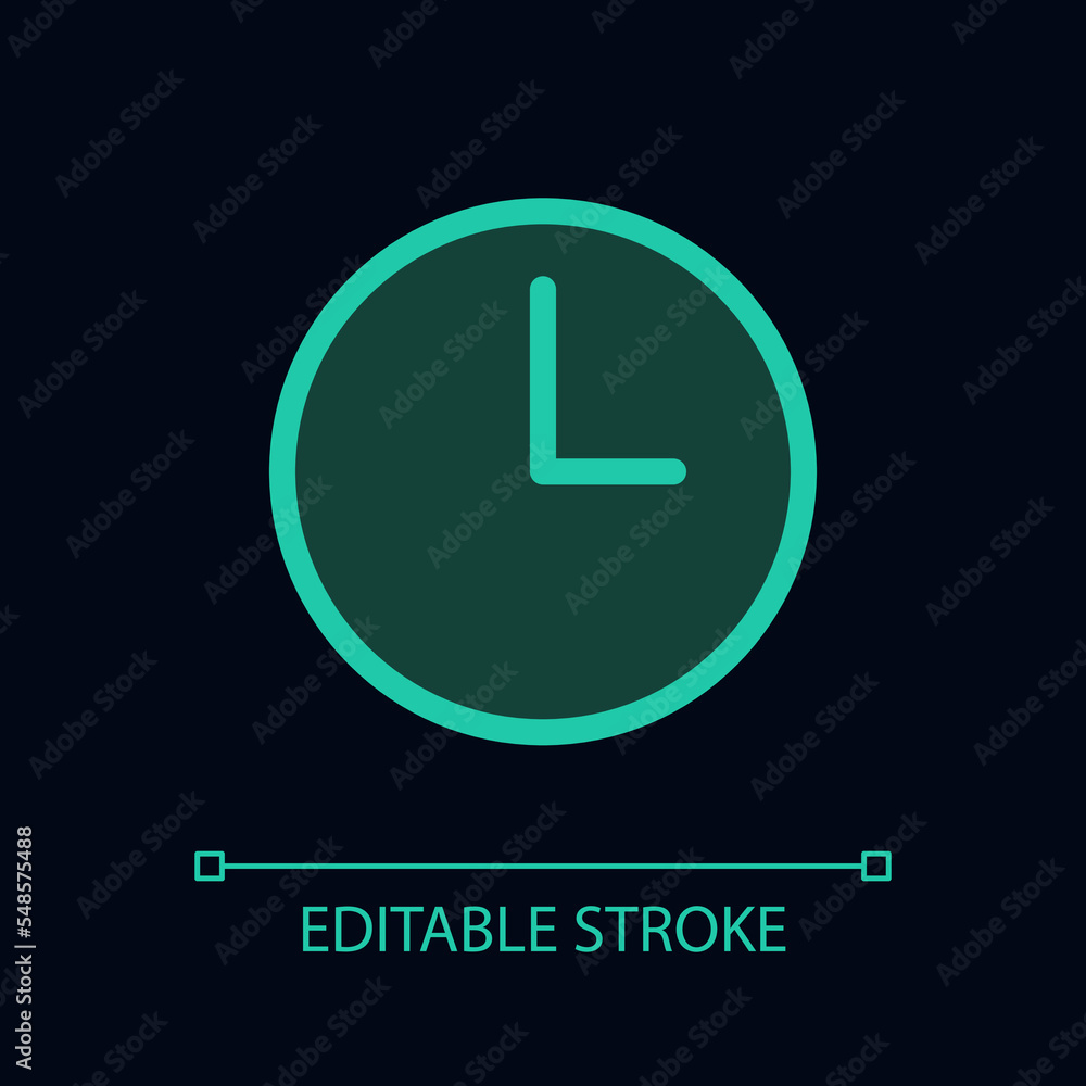 Poster clock pixel perfect glassmorphism ui icon for dark theme. set alarm. color filled line element with 
