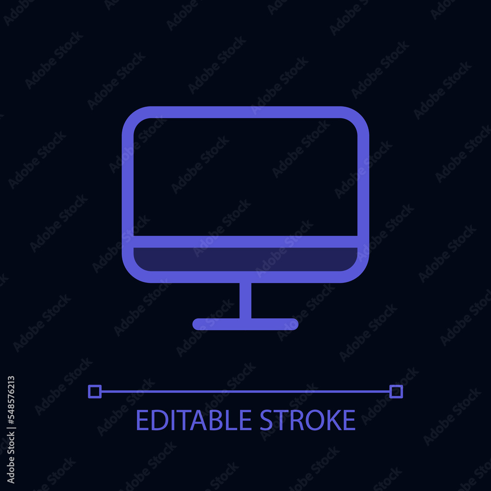 Poster tv display pixel perfect glassmorphism ui icon for dark theme. television. color filled line element