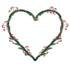 heart made of berry and leaves Heart frame