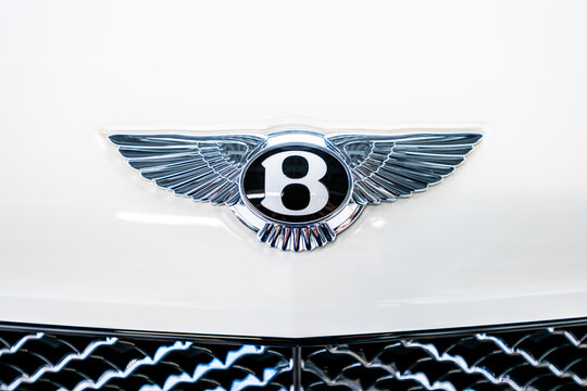 Gothenburg, Sweden - September 25 2022: Bentley Logo On A White Car.