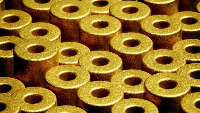 Golden foil rolls modern visual art background loop