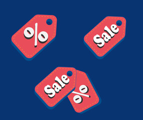 Set of sale tags and labels, template shopping labels. Blank, discount and price tags on paper. Special offer. Vintage. Vector illustration.