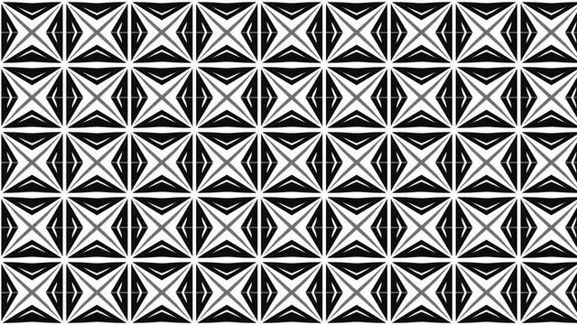 Black and white color star grid modern style tile pattern seamless background