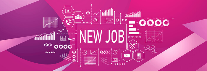 New job theme on a geometric pattern background