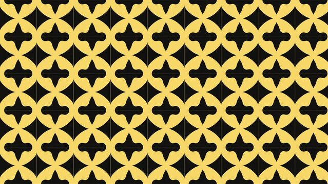 Black moroccan shape tile pattern background with gold border