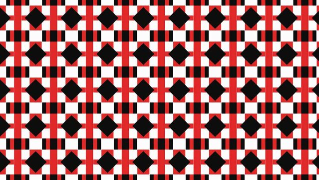 Black diamond shape over red and white plaid pattern tile background