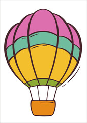 Air balloon for flight. Multicolored hot air balloon in flat style. Colorful vector illustration. Isolated object for any design.