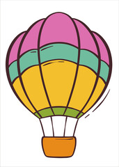 Obraz premium Air balloon for flight. Multicolored hot air balloon in flat style. Colorful vector illustration. Isolated object for any design.