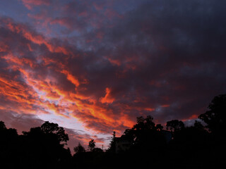 red sunset sky in brazil