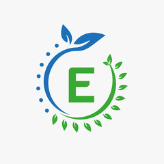 Letter E Healthcare Logo. Doctor Logo Sign, Medical Pharmacy Eco Leaf Symbol Design