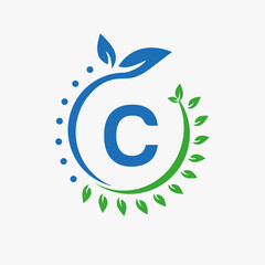 Letter C Healthcare Logo. Doctor Logo Sign, Medical Pharmacy Eco Leaf Symbol Design