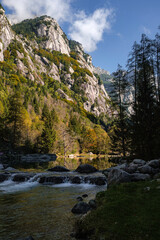 Fresh alpine river in Mello's and Masino's Valley, Lombardy northern Italy Alps