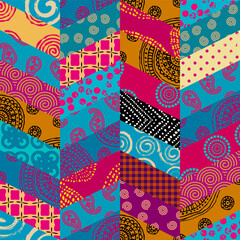 Fototapeta premium Patchwork textile pattern. Seamless quilting design background.