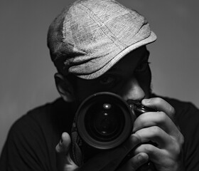 Portrait photographer with camera