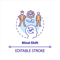 Mind shift concept icon. Life altering. Removing self imposed limitation tip abstract idea thin line illustration. Isolated outline drawing. Editable stroke. Arial, Myriad Pro-Bold fonts used