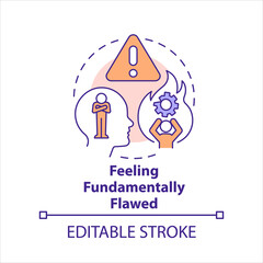 Feeling fundamentally flawed concept icon. Toxic shame. Hidden personal barrier abstract idea thin line illustration. Isolated outline drawing. Editable stroke. Arial, Myriad Pro-Bold fonts used