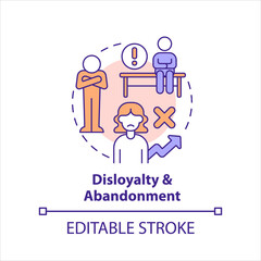Disloyalty and abandonment concept icon. Hidden barrier. Upper limit problem abstract idea thin line illustration. Isolated outline drawing. Editable stroke. Arial, Myriad Pro-Bold fonts used