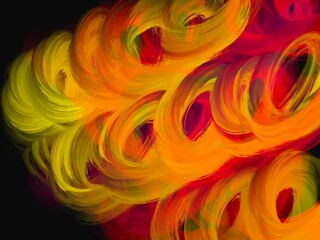 Colorful abstract background with paint brushes on black background