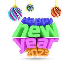 happy birthday 2023. colorful celebration template in 3d style.