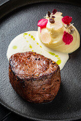 beef steak with mashed potato