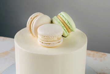 Sweet, delicious macarons on a light background. clipping path. Clouse-up