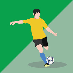 Fototapeta na wymiar Soccer player kicks the ball. The colorful vector illustration . 