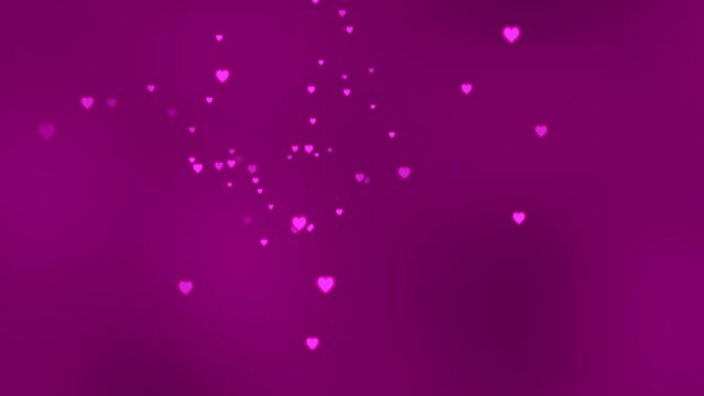 Pink confetti love hearts floating in pink space
