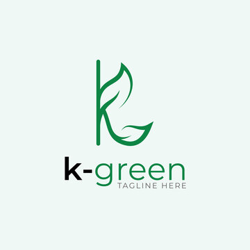 letter k - pure green logo - leaf logo - letter mark - monogram - eco friendly