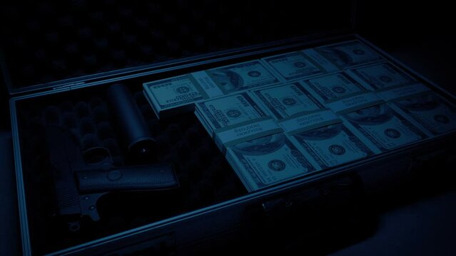 Assassin Takes Gun From Suitcase With Cash