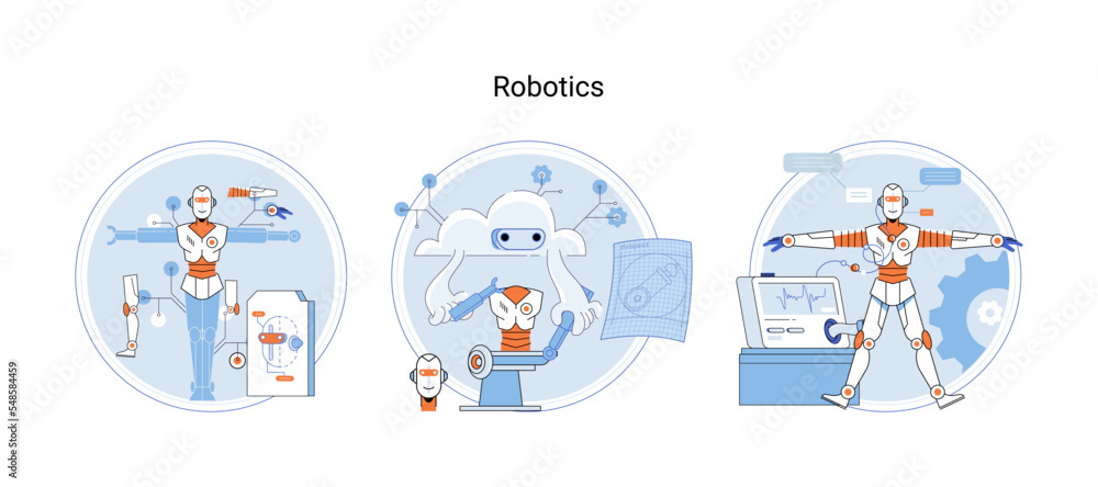 Aufkleber robotics scientific and technical, metaphor production and application of robots. programmable mecha