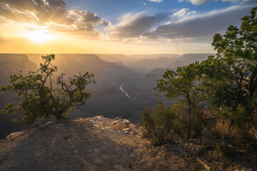 sunset at the grand canyon, arizona, usa
