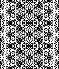 Black and white seamless pattern texture. Greyscale ornamental graphic design. Mosaic ornaments. Pattern template. Vector illustration. EPS10.