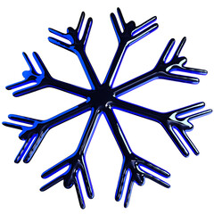 3d snowflake png image. Blue glass material