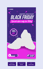 Modern abstract black friday social media sale story design template
