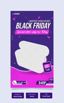 Modern abstract black friday social media sale story design template