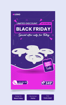 Modern abstract black friday social media sale story design template