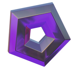 3d star png element. Purple metallic effect. Space innovation symbol.