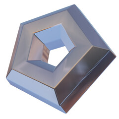 3d star png element. Metallic chrome sharp icon