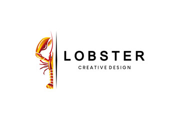 Obraz premium Lobster logo design with half colorful concept, lobster and seafood restaurant logo