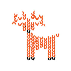 Knitted deer pattern.For fabrics, for printing brochures, posters, parties, vintage textile design, postcards, packaging.