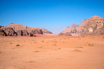 Fototapeta na wymiar Wadi Rum Protected Area & Wadi Rum, land of silence