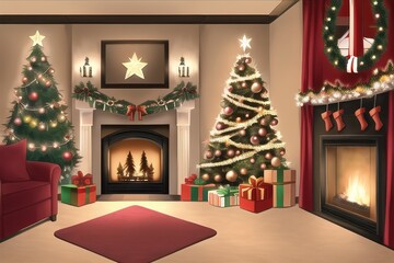 christmas tree with fireplace