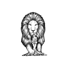 lion illustration in the woman art